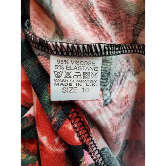 Club L Shift Dress Girls Sz 10 Black Floral Viscose Long Sleeve Off The Shoulder - Picture 7 of 8